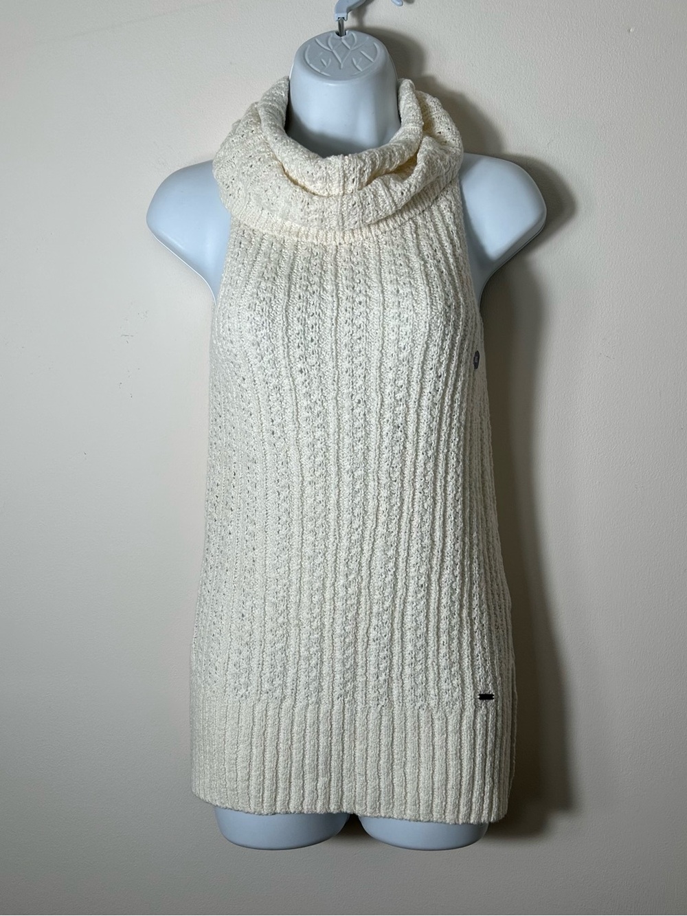 New Hollister Cowl Neck Sweater Womens XS Ivory Sleeveless School College